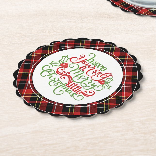 Chic Classic Red Black Gult White Tartan Mönster Underlägg Papper (Vinklad)