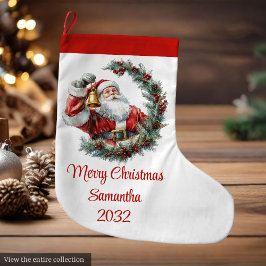 Chic Classic Santa Claus Trendy Editable Christmas Stor Julstrumpa
