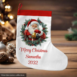 Chic Classic Santa Claus Vintage Merry Christmas Stor Julstrumpa