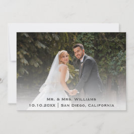 Chic Classic Trendig Bröllop Photo Bride and Groom Tack Kort