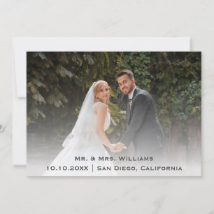 Chic Classic Trendig Bröllop Photo Bride and Groom Tack Kort