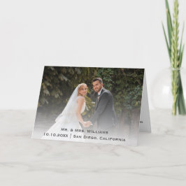 Chic Classic Trendig Bröllop Photo Bride and Groom Tack Kort