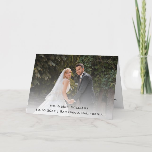 Chic Classic Trendig Bröllop Photo Bride and Groom Tack Kort (Framsida)