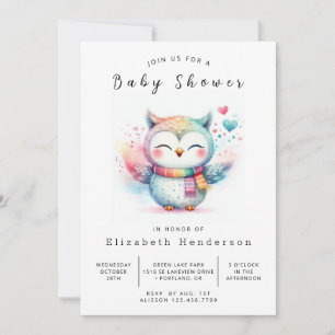 Chic Classic Uggla Baby Shower Inbjudningar