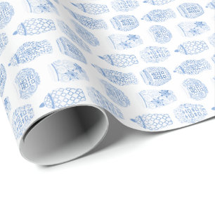Chic Classic Watercolor Blue and White Ginger Burk Presentpapper