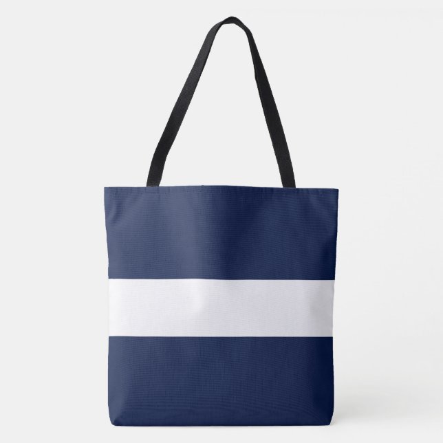 Chic Classic Wide Navy White Nautical Rand Tygkasse (Framsida)