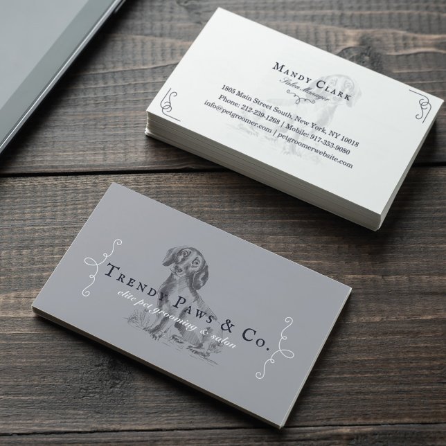Chic Classy Boutique Stil Pet Salon Dachshund Hund Visitkort (Skapare uppladdad)