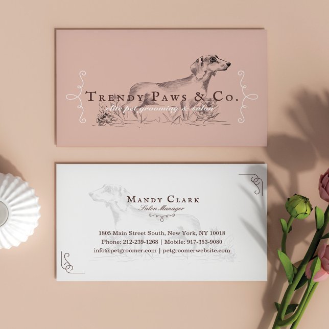 Chic Classy Boutique Stil Pet Salon Dachshund Hund Visitkort (Skapare uppladdad)