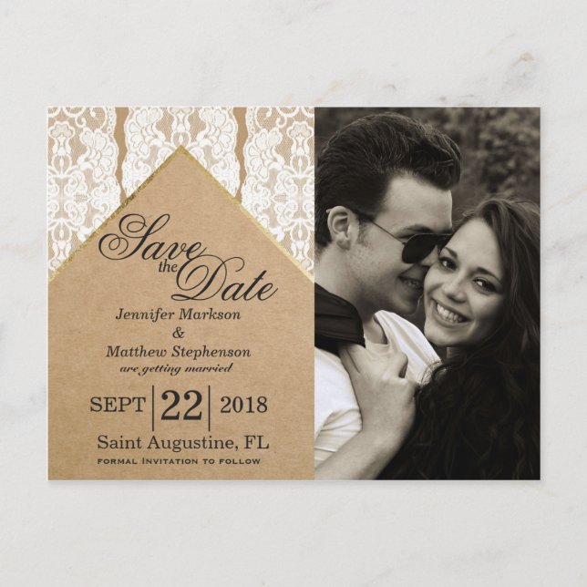 Chic & Classy White Snöre, Guld och Recycled Pappe Meddelande Vykort (Framsida)