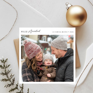 Chic Clean Modern Feliz Navidad julfoto Julkort