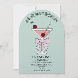 Chic Cocktail Adult Birthday Party  Inbjudningar