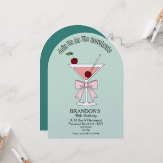 Chic Cocktail Adult Birthday Party Inbjudningar