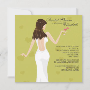 Chic Cocktail Bride Inbjudningskort för möhippan G