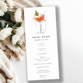 Chic Cocktail Vin Line Teckning Bröllopsprogram Inbjudningar