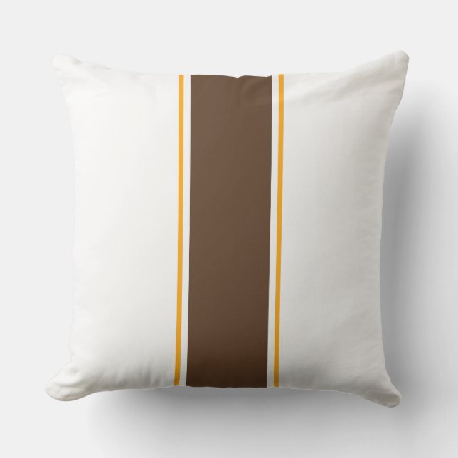 Chic Cocoa White Two Tone Center Tävla Rand Kudde (Framsida)
