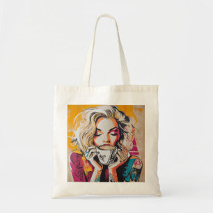 Chic Coffee Älskare Tote - Trendig Woman med kaffe Tygkasse