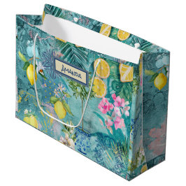 Chic collage blue turquise sicilian citrus blommig
