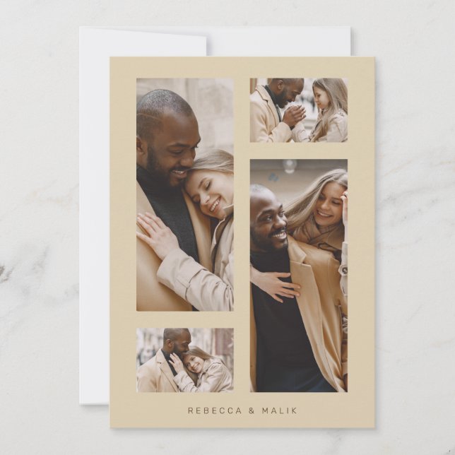 Chic Collage Minimalist Trendig Bröllop 4-foton  Inbjudningar (Framsida)