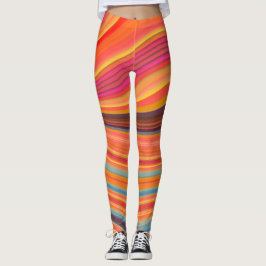 Chic Colorful Abstrakt Orang Gult Leggings