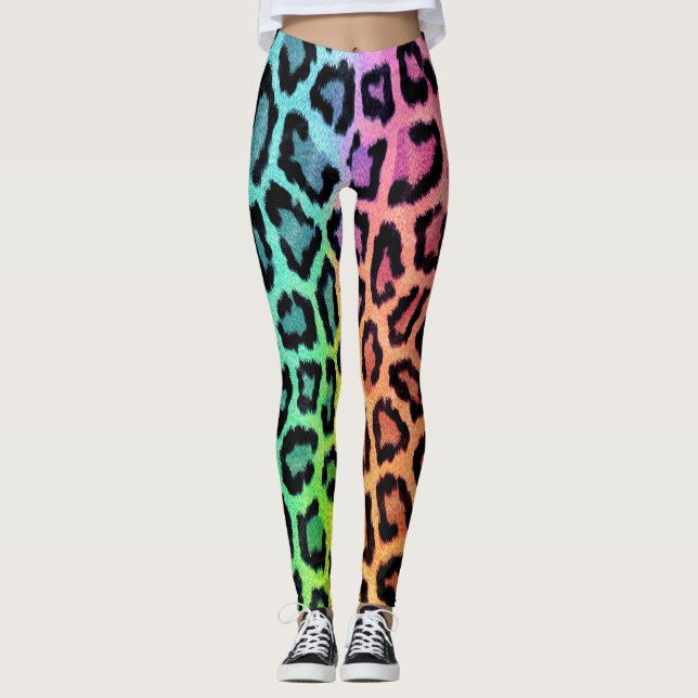 Chic Colorful Leopard Mönster Leggings (Framsida)