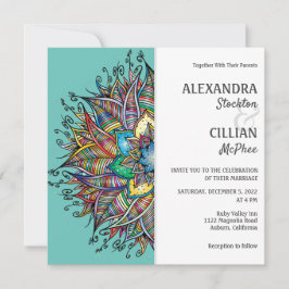 Chic Colorful Mandala-bröllopsinbjudan Inbjudningar