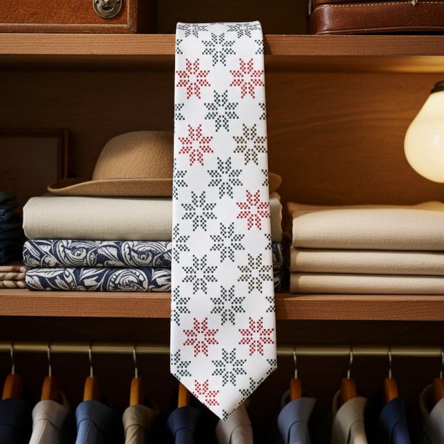 Chic Colorful Poinsettia Motif jul Neck Tie Slips (Elegant holiday necktie)