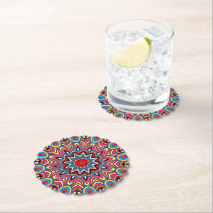 Chic Colorful Star Mosaic Kaleidoscope Art Mönste Underlägg Papper