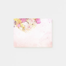 Chic Colorful Watercolor Flowers Botanical Bröllop Post-it Block