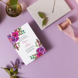 Chic Colorful Watercolor Flowers Summer Bröllop Inbjudningar