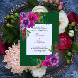 Chic Colorful Watercolor Flowers Summer Bröllop Inbjudningar