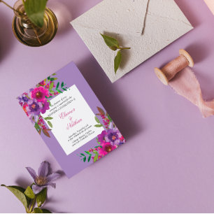 Chic Colorful Watercolor Flowers Summer Bröllop Inbjudningar
