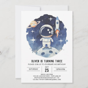 Chic Comet Digital Astronaut Boy Birthday Inbjudningar