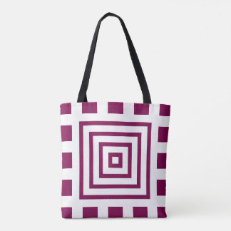 Chic Concentric Squares Lila and Black Tote Bag Tygkasse