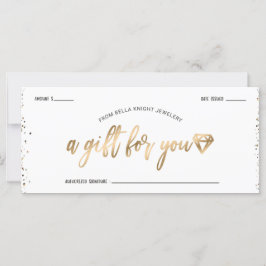 Chic Confetti & Guld Diamond Gem Gift Certificate