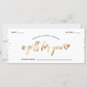 Chic Confetti & Guld Diamond Gem Gift Certificate