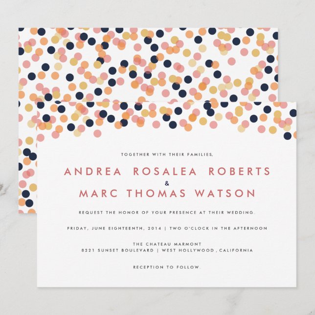 Chic Confetti Shower Wedding-inbjudningar Inbjudningar (Fram/baksida)