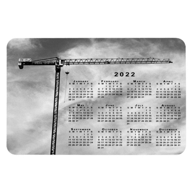 Chic Construction Crane Photo 2022 Calendar Magnet (Horisontell)