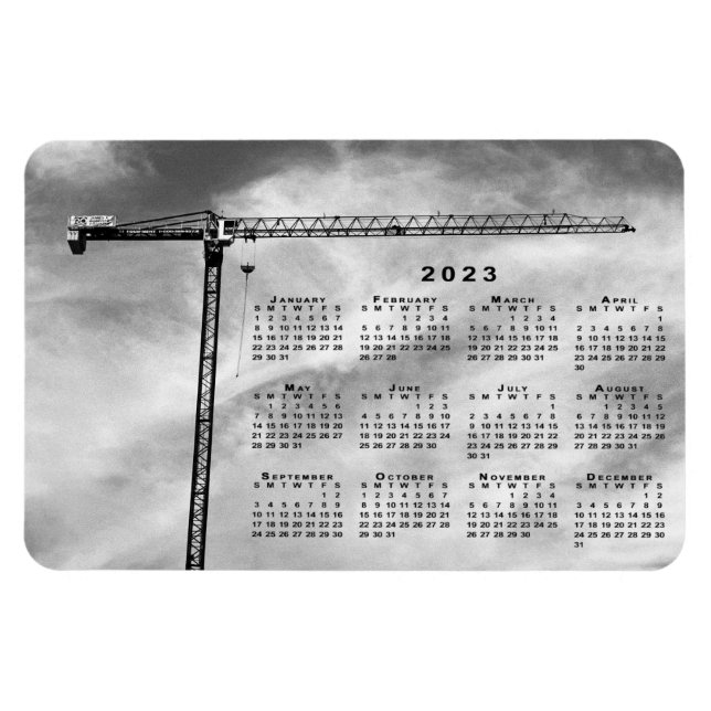 Chic Construction Crane Photo 2023 Calendar Magnet (Horisontell)