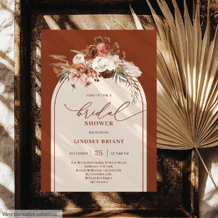 Chic Copper Pampas Grass Boho Möhippa Inbjudan