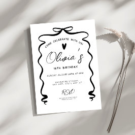 Chic coquette Black Bow 16th Birthday Party Inbjudningar