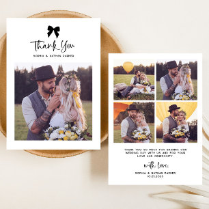 Chic Coquette Bow med Photo Bröllop Tack Kort