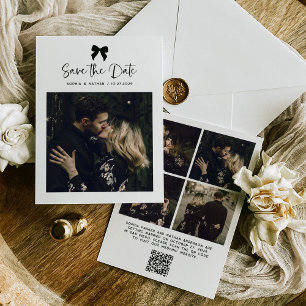 Chic Coquette Bow Multi Photo Grid Bröllop Spara Datumet