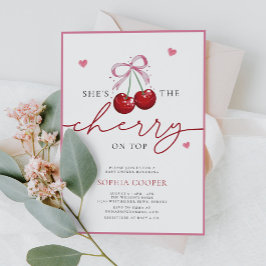 Chic Coquette Cherry på Top Baby Shower Inbjudningar