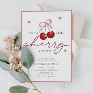 Chic Coquette Cherry på Top Baby Shower Inbjudningar