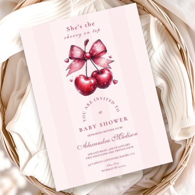 Chic Coquette Cherry på Top Baby Shower Inbjudningar (Skapare uppladdad)