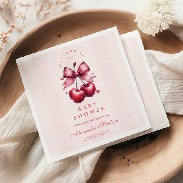 Chic Coquette Cherry på Top Baby Shower Pappersservett (Skapare uppladdad)