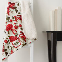 Chic coquette röd ros och bows monogram