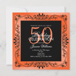 Chic Coral Decorative Framed 50:e födelsedagen Inbjudningar