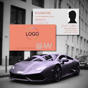 Chic Coral Light Grått med monogram Logotyp och fo Visitkort
