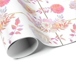 Chic Coral och Elfenbenskustens Blommigt Presentpapper